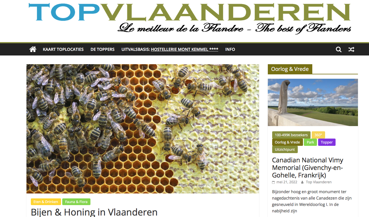 Veel aandacht voor de bijen van Zoetemoendje op de site Top Vlaanderen